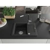 Granitinė virtuvinė plautuvė Mexen Enzo su maišytuvu ir sifonu, Metallic juodas/sidabrinis+Juodas/Chrome