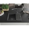 Granitinė virtuvinė plautuvė Mexen Enzo su maišytuvu ir sifonu, Juodas granite+Juodas granite/Chrome