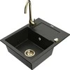 Granitinė virtuvinė plautuvė Mexen Enzo su maišytuvu ir sifonu, Metallic juodas/auksinis+Gold