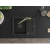 Granitinė virtuvinė plautuvė Mexen Enzo su maišytuvu ir sifonu, Metallic juodas/sidabrinis+Juodas/Gold