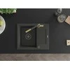 Granitinė virtuvinė plautuvė Mexen Enzo su maišytuvu ir sifonu, Juodas granite+Juodas granite/Gold