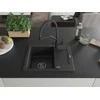 Granitinė virtuvinė plautuvė Mexen Enzo su maišytuvu ir sifonu, Metallic juodas/sidabrinis+Juodas