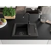 Granitinė virtuvinė plautuvė Mexen Enzo su maišytuvu ir sifonu, Juodas granite+Juodas(B)