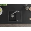 Granitinė virtuvinė plautuvė Mexen Enzo su maišytuvu ir sifonu, Metallic juodas/sidabrinis+Juodas/Chrome