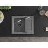 Granitinė virtuvinė plautuvė Mexen Enzo su maišytuvu ir sifonu, Pilkas+Juodas/Chrome