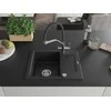 Granitinė virtuvinė plautuvė Mexen Enzo su maišytuvu ir sifonu, Metallic juodas/sidabrinis+Juodas/Chrome