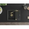 Granitinė virtuvinė plautuvė Mexen Enzo su maišytuvu ir sifonu, Juodas granite+Juodas granite/Gold