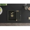 Granitinė virtuvinė plautuvė Mexen Enzo su maišytuvu ir sifonu, Metallic juodas/auksinis+Juodas/Gold