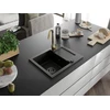 Granitinė virtuvinė plautuvė Mexen Enzo su maišytuvu ir sifonu, Metallic juodas/auksinis+Gold(B)