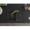 Granitinė virtuvinė plautuvė Mexen Enzo su maišytuvu ir sifonu, Metallic juodas/auksinis+Juodas/Gold