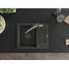 Granitinė virtuvinė plautuvė Mexen Enzo su maišytuvu ir sifonu, Juodas granite+Juodas/Gold