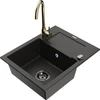 Granitinė virtuvinė plautuvė Mexen Enzo su maišytuvu ir sifonu, Metallic juodas/auksinis+Gold(B)