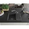 Granitinė virtuvinė plautuvė Mexen Enzo su maišytuvu ir sifonu, Juodas granite+Juodas/Chrome