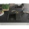 Granitinė virtuvinė plautuvė Mexen Enzo su maišytuvu ir sifonu, Metallic juodas/auksinis+Juodas/Gold