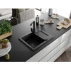 Granitinė virtuvinė plautuvė Mexen Enzo su maišytuvu ir sifonu, Juodas granite+Juodas(B)
