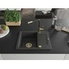 Granitinė virtuvinė plautuvė Mexen Enzo su maišytuvu ir sifonu, Juodas granite+Juodas/Gold