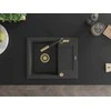 Granitinė virtuvinė plautuvė Mexen Enzo su maišytuvu ir sifonu, Juodas granite+Juodas/Gold