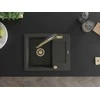Granitinė virtuvinė plautuvė Mexen Enzo su maišytuvu ir sifonu, Juodas granite+Juodas/Gold