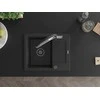 Granitinė virtuvinė plautuvė Mexen Enzo su maišytuvu ir sifonu, Metallic juodas/sidabrinis+Juodas/Chrome