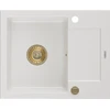 Granitinė virtuvinė plautuvė Mexen Enzo su sifonu, Baltas+Gold, 576 x 465 mm