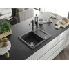 Granitinė virtuvinė plautuvė Mexen Enzo su maišytuvu ir sifonu, Juodas granite+Juodas/Chrome