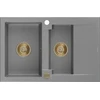 Granitinė virtuvinė plautuvė Mexen Gaspar su sifonu, Pilkas+Gold, 737 x 475 mm