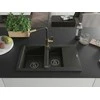Granitinė virtuvinė plautuvė Mexen Gaspar su maišytuvu ir sifonu, Metallic juodas/auksinis+Juodas/Gold