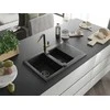Granitinė virtuvinė plautuvė Mexen Gaspar su maišytuvu ir sifonu, Metallic juodas/sidabrinis+Juodas/Gold