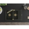 Granitinė virtuvinė plautuvė Mexen Gaspar su maišytuvu ir sifonu, Metallic juodas/auksinis+Juodas/Gold