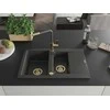 Granitinė virtuvinė plautuvė Mexen Gaspar su maišytuvu ir sifonu, Juodas granite+Juodas granite/Gold