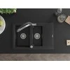 Granitinė virtuvinė plautuvė Mexen Gaspar su maišytuvu ir sifonu, Metallic juodas/sidabrinis+Juodas/Chrome