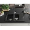 Granitinė virtuvinė plautuvė Mexen Gaspar su maišytuvu ir sifonu, Metallic juodas/sidabrinis+Juodas/Chrome