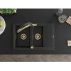 Granitinė virtuvinė plautuvė Mexen Gaspar su maišytuvu ir sifonu, Metallic juodas/sidabrinis+Juodas/Gold
