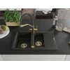 Granitinė virtuvinė plautuvė Mexen Gaspar su maišytuvu ir sifonu, Metallic juodas/auksinis+Juodas/Gold