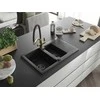 Granitinė virtuvinė plautuvė Mexen Gaspar su maišytuvu ir sifonu, Metallic juodas/sidabrinis+Juodas/Gold