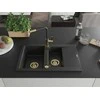 Granitinė virtuvinė plautuvė Mexen Gaspar su maišytuvu ir sifonu, Metallic juodas/sidabrinis+Juodas/Gold