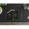 Granitinė virtuvinė plautuvė Mexen Gaspar su maišytuvu ir sifonu, Metallic juodas/auksinis+Juodas/Gold