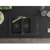 Granitinė virtuvinė plautuvė Mexen Gaspar su maišytuvu ir sifonu, Metallic juodas/sidabrinis+Juodas/Gold