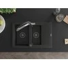 Granitinė virtuvinė plautuvė Mexen Gaspar su maišytuvu ir sifonu, Metallic juodas/sidabrinis+Juodas/Chrome