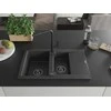 Granitinė virtuvinė plautuvė Mexen Gaspar su maišytuvu ir sifonu, Juodas granite+Juodas