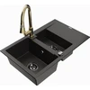 Granitinė virtuvinė plautuvė Mexen Gaspar su maišytuvu ir sifonu, Metallic juodas/auksinis+Gold