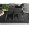 Granitinė virtuvinė plautuvė Mexen Gaspar su maišytuvu ir sifonu, Juodas granite+Juodas