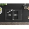 Granitinė virtuvinė plautuvė Mexen Gaspar su maišytuvu ir sifonu, Juodas granite+Juodas/Chrome