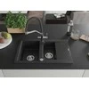 Granitinė virtuvinė plautuvė Mexen Gaspar su maišytuvu ir sifonu, Metallic juodas/sidabrinis+Juodas/Chrome