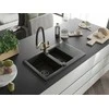 Granitinė virtuvinė plautuvė Mexen Gaspar su maišytuvu ir sifonu, Metallic juodas/auksinis+Juodas/Gold