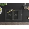 Granitinė virtuvinė plautuvė Mexen Gaspar su maišytuvu ir sifonu, Juodas granite+Juodas/Gold