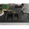 Granitinė virtuvinė plautuvė Mexen Gaspar su maišytuvu ir sifonu, Metallic juodas/auksinis+Juodas/Gold