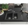 Granitinė virtuvinė plautuvė Mexen Gaspar su maišytuvu ir sifonu, Juodas granite+Juodas/Chrome