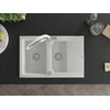 Granitinė virtuvinė plautuvė Mexen Gaspar su maišytuvu ir sifonu, Baltas+Baltas/Chrome
