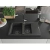 Granitinė virtuvinė plautuvė Mexen Gaspar su maišytuvu ir sifonu, Juodas granite+Juodas/Chrome